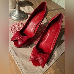 Cole Haan Women's Red Bow Peep Toe Heels